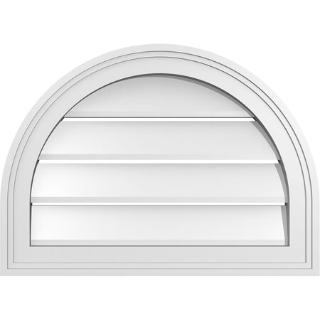 Ekena Millwork Round Top Surface Mount PVC Gable Vent: Functional, w/ 2"W x 1-1/2"P Brickmould Frame, 22"W x 16"H GVPRT22X1602SF